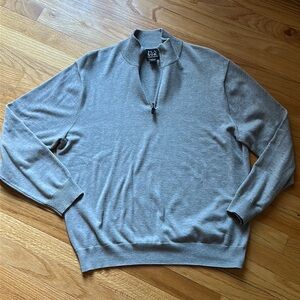Gray  1/4 Zip Cotton Sweater